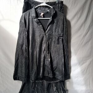 Victoria's Secret Black Sparkle Satin Pajama Set